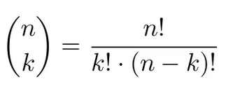 mathematical binomial coefficient representation